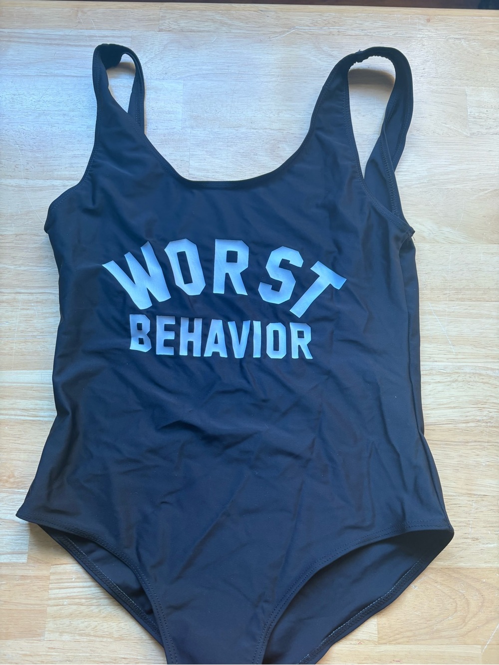 Black Women’s Tank Bodysuit with 'Worst Behavior' Graphic